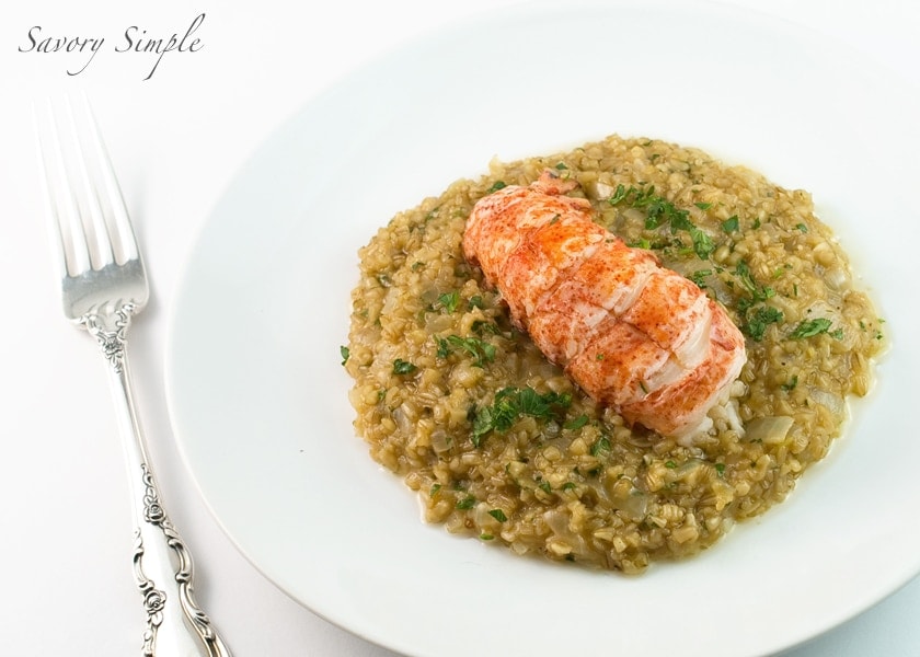 Butter-Poached Lobster with Steel-Cut Oat Risotto ~ Savory Simple