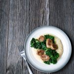 Sausage with kale and creamy polenta