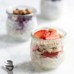 Overnight oats with a variety of toppings.