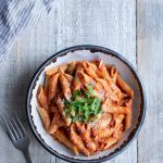 This Penne Alla Vodka recipe comes together in no time. It's made from penne pasta and a creamy tomato vodka sauce prepared from pantry and fridge staples.