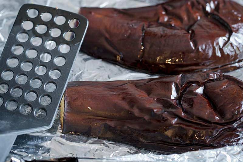 Roasted eggplant on a sheet pan