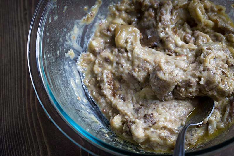 Baba ganoush ingredients combined in a bowl