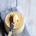 whipped maple butter in a mason jar with a butter knife