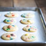 M&M Cookies recipe on a sheet pan