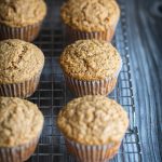Oat bran muffins recipe on a cooling rack