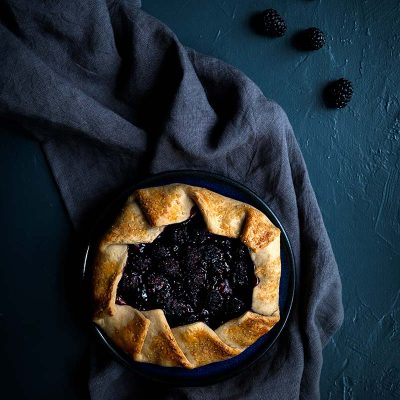Blackberry galette on a plate